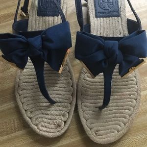 SOLD  Burch penny bow navy sandals